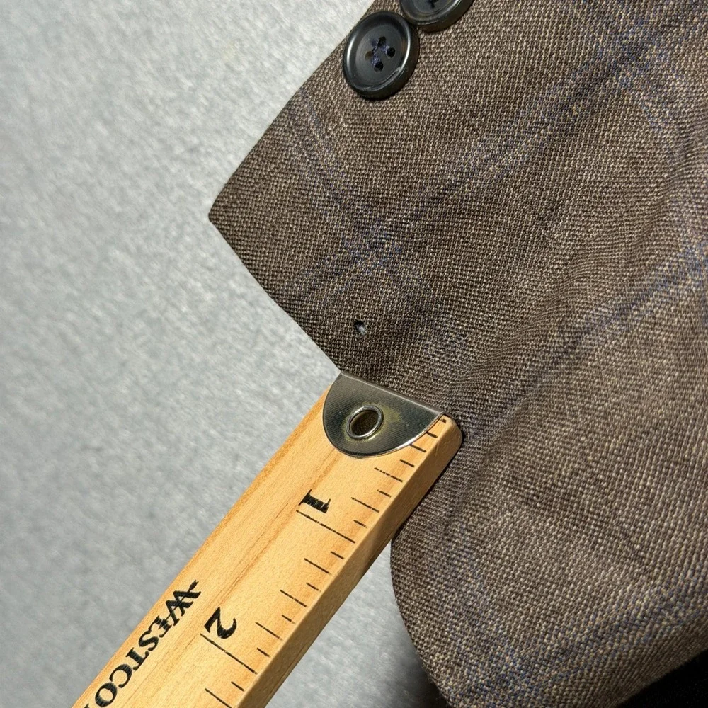 Joseph & Feiss Gold Men 44R Brown Windowpane 100% Wool Classic Fit Blazer Jacket